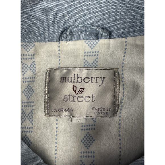 VTG 80s Mulberry Chambray Jacket Zip Closure, Cinch Bottom With Drawstring - Picture 9 of 10